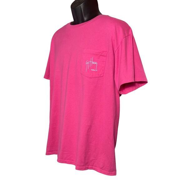 Guy Harvey Blue Water Pink T Shirt Size Large Salt Water Fishing Outdoors Pocket - Picture 7 of 11